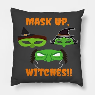 Mask Up, Witches Scary Halloween Mask Pillow