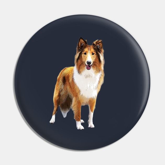 Rough Collie Cute Dog Pin by ElegantCat