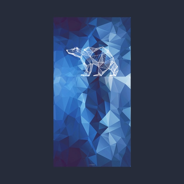 Geometric bear linear blue abstract style by robiman