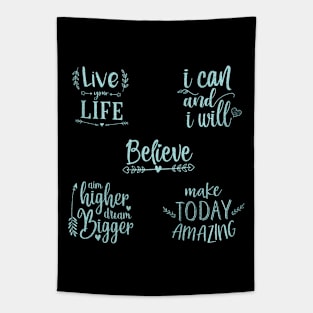 Quotes To Live By - Multi Design Set Blue Glitter Tapestry