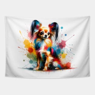 Russian Toy Dog in Colorful Abstract Splash Art Tapestry