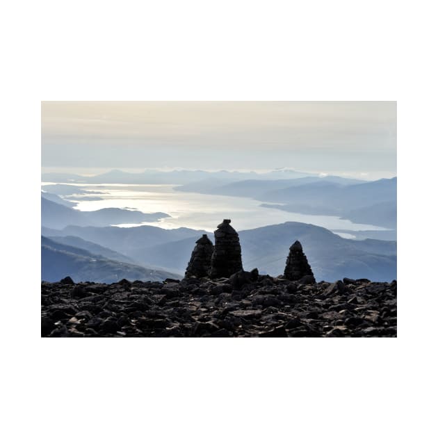 Three Cairns located near the summit of Ben Nevis by richflintphoto