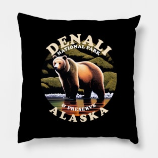 Denali National Park Home Of Grizzly Bears Pillow