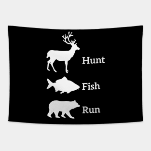 Funny Hunting Fishing Hunt Fish Run Bear Gift Tapestry