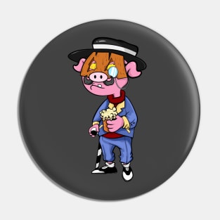 Dope Slluks piggy cartoon man chilling illustration Pin