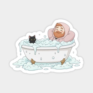 Caseoh Relaxing in a Bathtub Bubble Bath with Kitty! | Twitch Streamer Gamer Fanart Magnet
