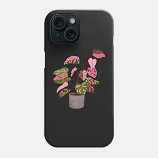 Philodendron Pink Princess Plant in a Pot Illustration Phone Case