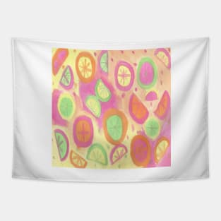 Pink Lemonade Watercolor Citrus Print Tapestry