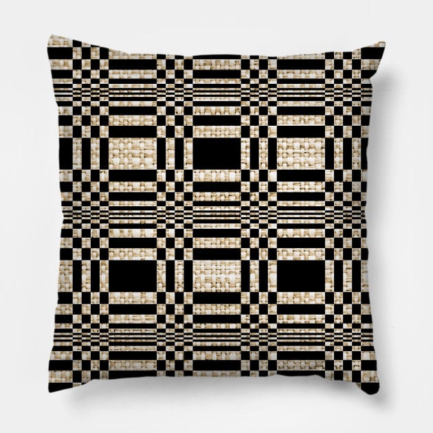 Modern Black natural Finnish Jute Pattern - Contemporary Design with Fibre Texture Pillow by CottonGarb