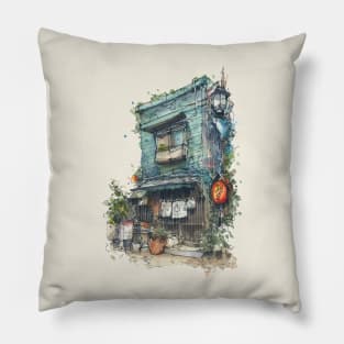 Copperplate Japanese House Pillow