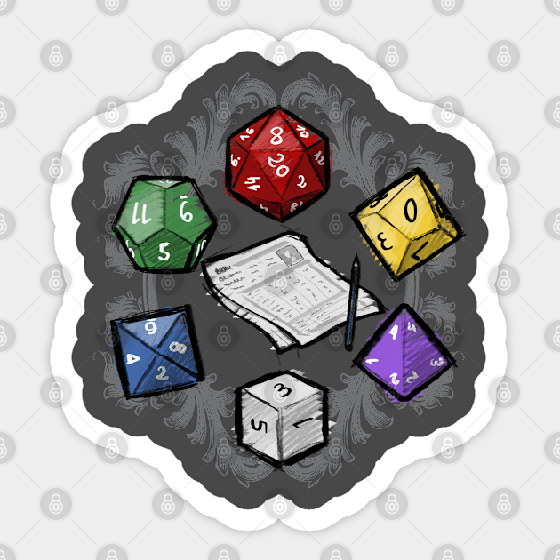 Rpg Dice Set Roleplayer Sticker Teepublic Uk Rpg Dice Set Roleplayer Sticker Teepublic Uk