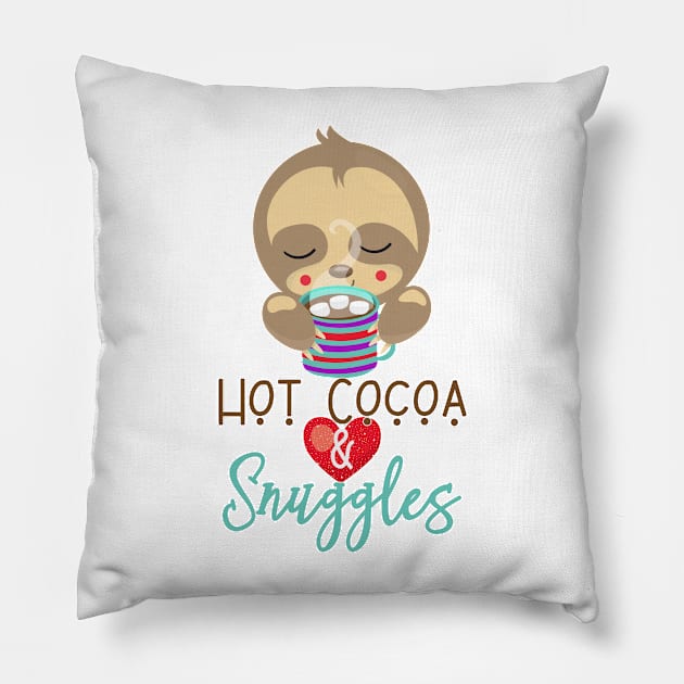 Sleeping Sloth Hot Cocoa and Snuggles Pillow by 4Craig