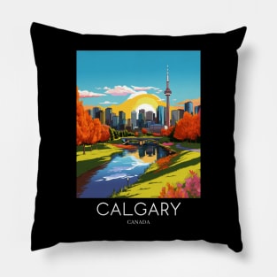 A Pop Art Travel Print of Calgary - Canada Pillow