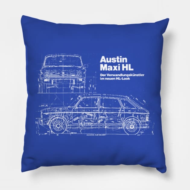 AUSTIN MAXI - blueprint Pillow by Throwback Motors