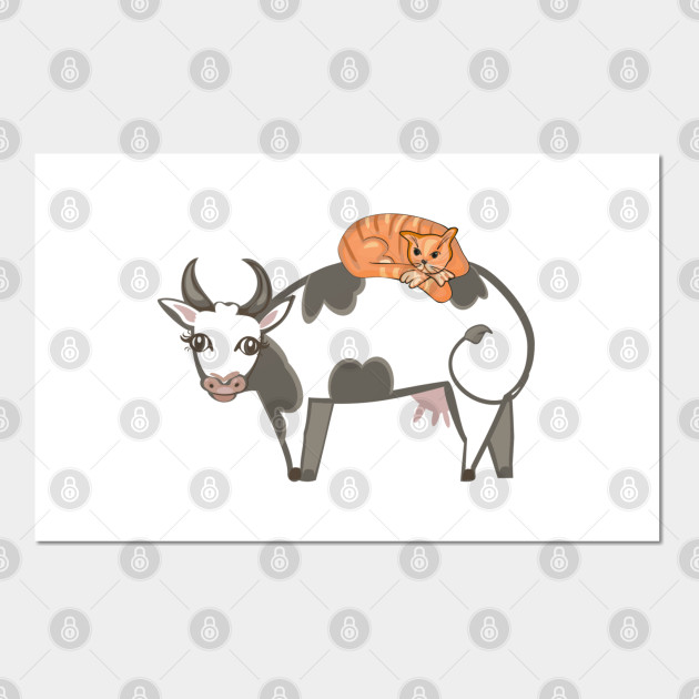 Cow And Cat Cow Posters And Art Prints Teepublic Au