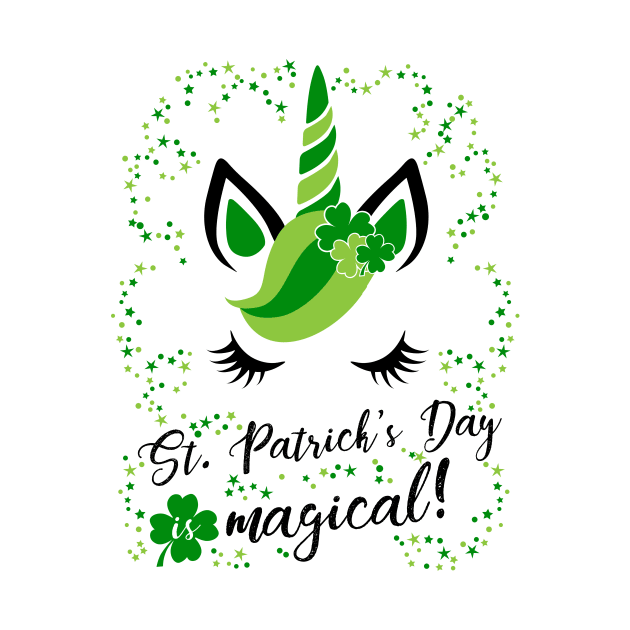 St Paticks Day is magical - Unicorn Baby Toddler Child Shamrock Clover Stars by Cheesybee