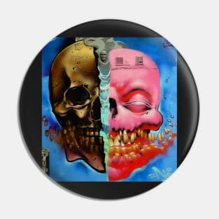 Skull with a split personality Pin