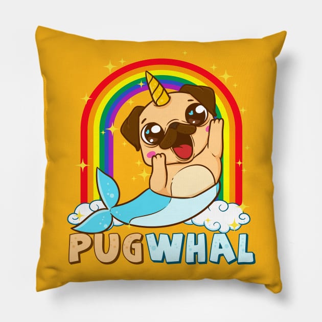 Pugwahl funny pug unicorn Pillow by LIFUA