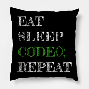 Eat Sleep Code() Repeat Pillow