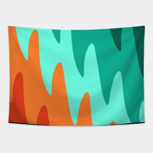 Abstract Flames - Light Green Orange Tapestry