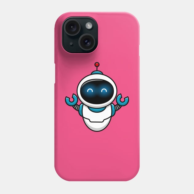 Cute Robot Cartoon Vector Icon Illustration Phone Case by Catalyst Labs