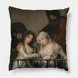 Majas on a Balcony by Francisco Goya Pillow