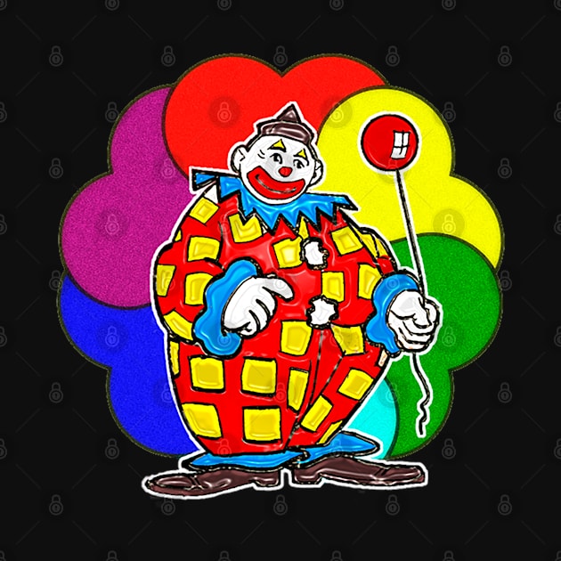 Colorful clown holding red balloon by Marccelus