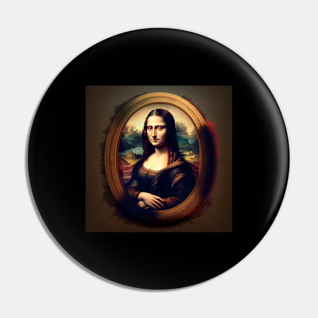 Illustration of serious Mona Lisa looking at the camera Pin by KOTYA