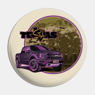 Texas-Style Ford Truck beach scene purple and camouflage colors Pin