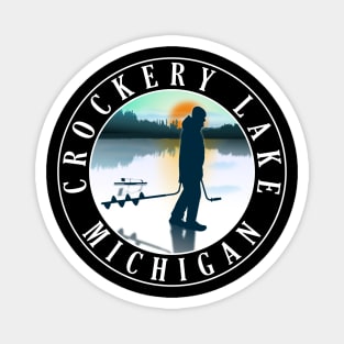 Crockery Lake Ice Fishing Michigan Sunset Magnet