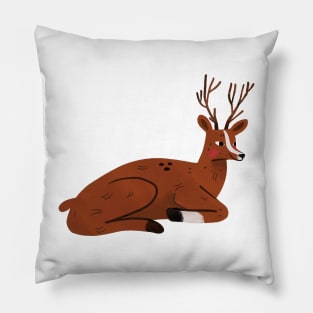 Deer Painting Hand Drawn Pillow