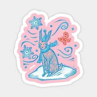 Christmas Rabbit Magnet