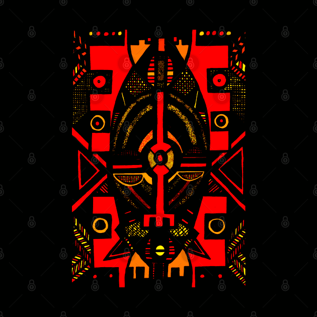 African Mask traditional tribal symbolic pattern design by Tony Cisse Art Originals