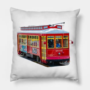 Red Trolley Bus Pillow