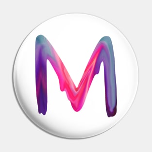 Letter M In Vibrant Watercolor Pin