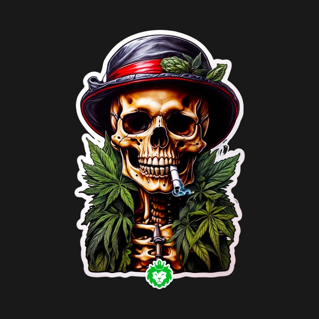 Skull smoking weed by GreenKing