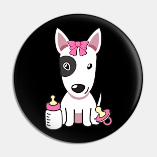 Cute bull terrier is a baby - girl Pin