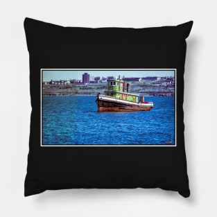 Old Tug Boat Docked in Fairview Cove Pillow