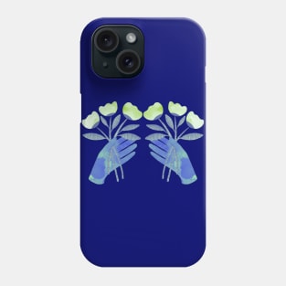 Blue hands with green flowers for you Phone Case