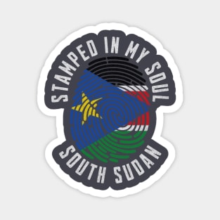Proud South Sudan Heritage Fingerprint Art for Patriotic Hearts Magnet