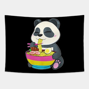 Panda Eating Ramen Lgbt Q Pan Flag Tapestry