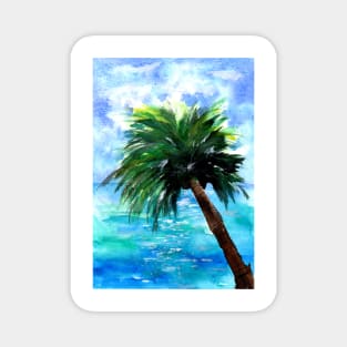 Blue Ocean and Green Palm Tree Magnet