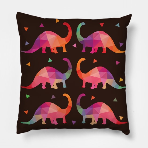 Geometric Dinosaurs Pillow by QueenieLamb