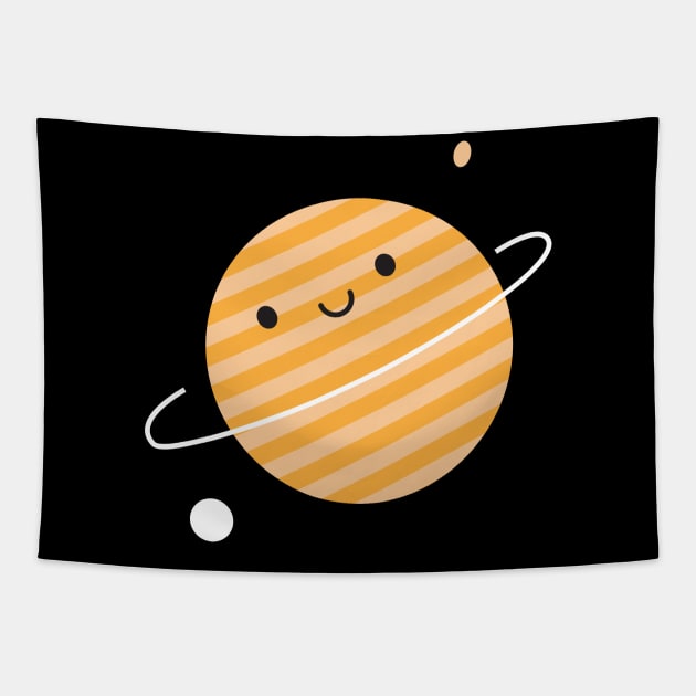 Happy Planet Saturn in Space Tapestry by marcelinesmith