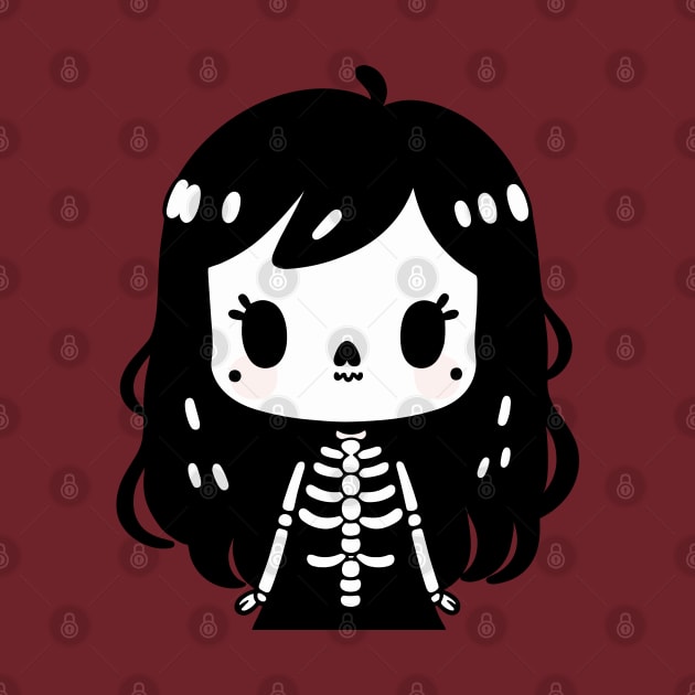 Kawaii Chibi Girl in a Skeleton Costume | Cute Halloween Costume Design by Nora Liak