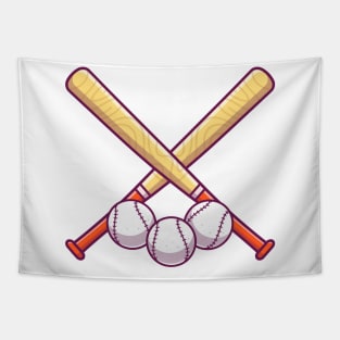 Basse ball with stick cartoon Tapestry