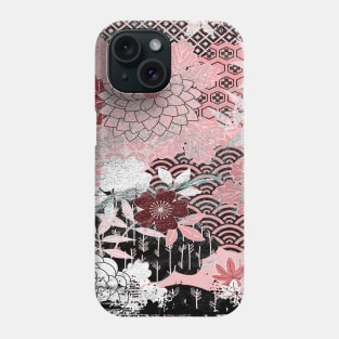 Japanese Floral Pattern Chrysanthemum Cherry Blossom Earth Tone Colors 33 Phone Case