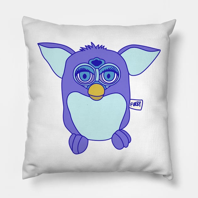 Neon Purple Furby Design Pillow by astonishingemma