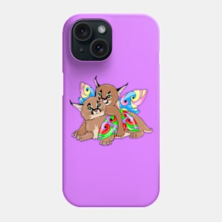 Caracal kittens with wings Phone Case