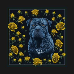 Staffordshire bull terrier yellow roses T-Shirt